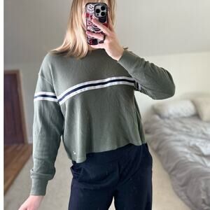 Hollister: Olive Green Thermal Boyfriend Tee Long Sleeve
